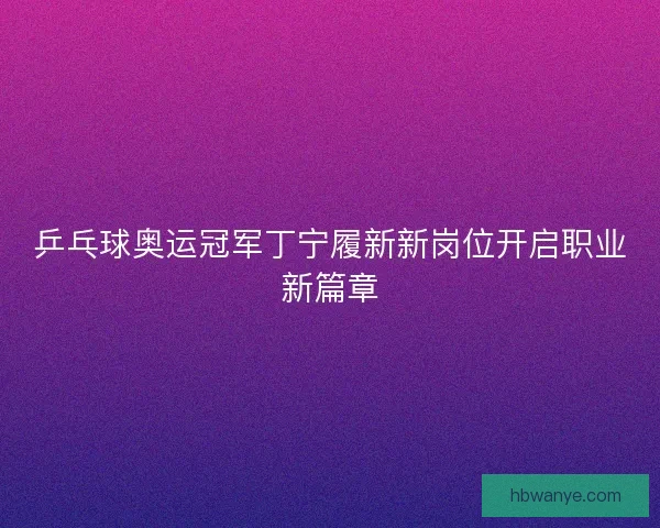 乒乓球奥运冠军丁宁履新新岗位开启职业新篇章