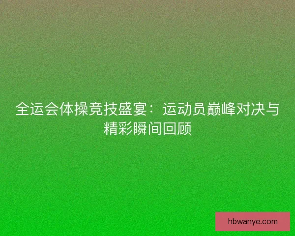 全运会体操竞技盛宴：运动员巅峰对决与精彩瞬间回顾