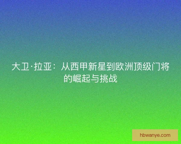 大卫·拉亚:从西甲新星到欧洲顶级门将的崛起与挑战 大卫·拉亚:从西甲新星到欧洲顶级门将的崛起与挑战