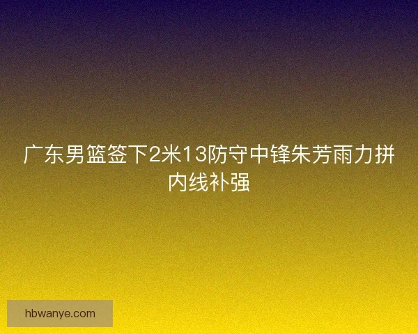 广东男篮签下2米13防守中锋朱芳雨力拼内线补强