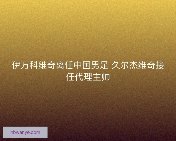 伊万科维奇离任中国男足 久尔杰维奇接任代理主帅 伊万科维奇离任中国男足 久尔杰维奇接任代理主帅